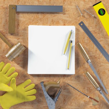 Mockup iş şablonu. Carpenter'ın çalışma alanı.