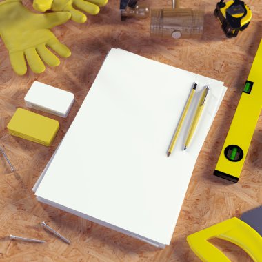 Mockup iş şablonu. Carpenter'ın çalışma alanı.