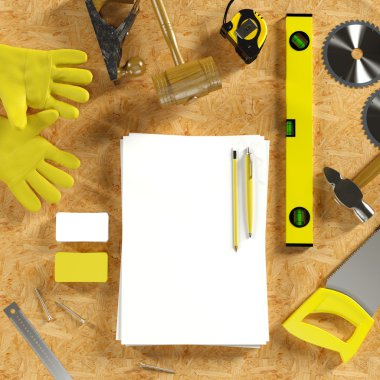 Mockup iş şablonu. Carpenter'ın çalışma alanı.