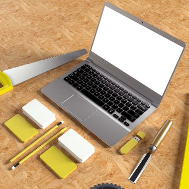 Mockup iş şablonu. Carpenter'ın çalışma alanı.