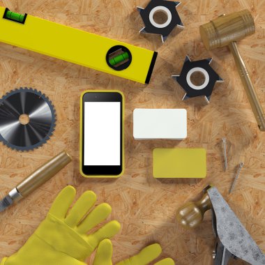 Mockup iş şablonu. Carpenter'ın çalışma alanı.