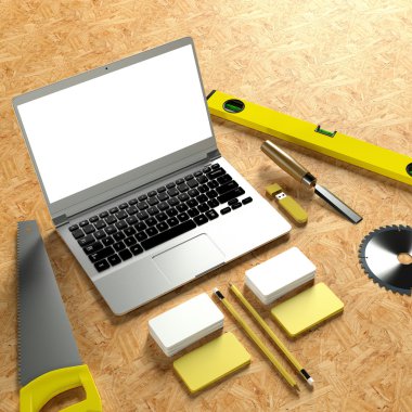 Mockup iş şablonu. Carpenter'ın çalışma alanı.