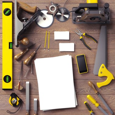 Mockup iş şablonu. Carpenter'ın çalışma alanı.