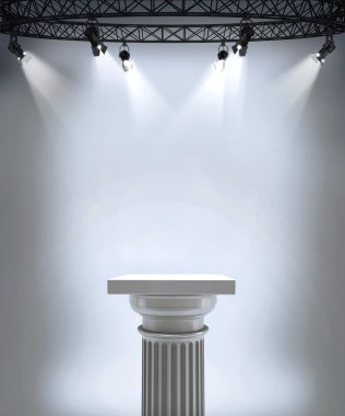 Illuminated empty stage podiums for award ceremony. clipart