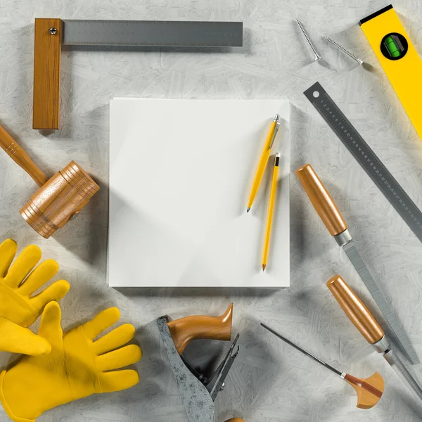 Prepara una plantilla de negocios. Espacio de trabajo del carpintero . — Foto de Stock