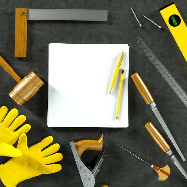 İş şablonu alay. Carpenter'ın çalışma alanı.