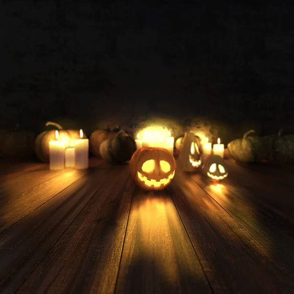 Halloween Jack-O-Lantern Calabaza en una silla . — Foto de Stock