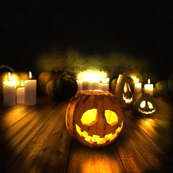 Halloween Jack-O-Lantern Calabaza en una silla . — Foto de Stock