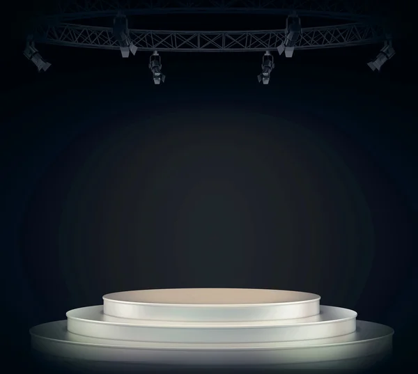 Pódio de palco vazio iluminado para cerimônia de premiação — Fotografia de Stock