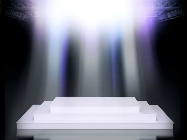 授賞式に照らされた空のステージ表彰台 — ストック写真