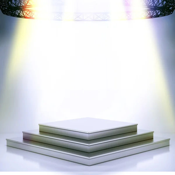 Illuminated empty stage podium for award ceremony — Stock Photo, Image