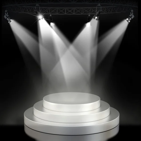 Illuminated empty stage podium for award ceremony — Stock Photo, Image