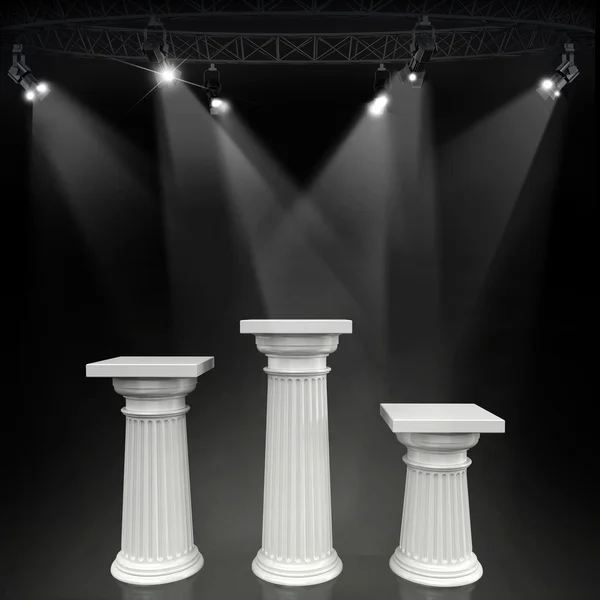 Illuminated empty stage podiums for award ceremony. — Stock Photo, Image