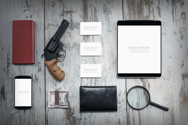 Mockup business template. Detective agency — Stock Photo, Image