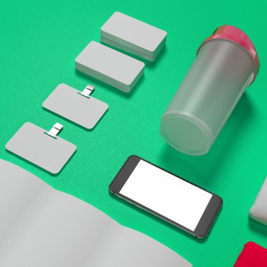 Mockup fitness öğeleri. Vücut geliştirme. 