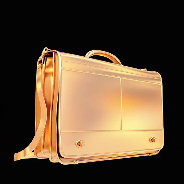 Beautiful golden briefcase representing business on black background