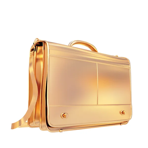 Beautiful golden briefcase representing business on black background