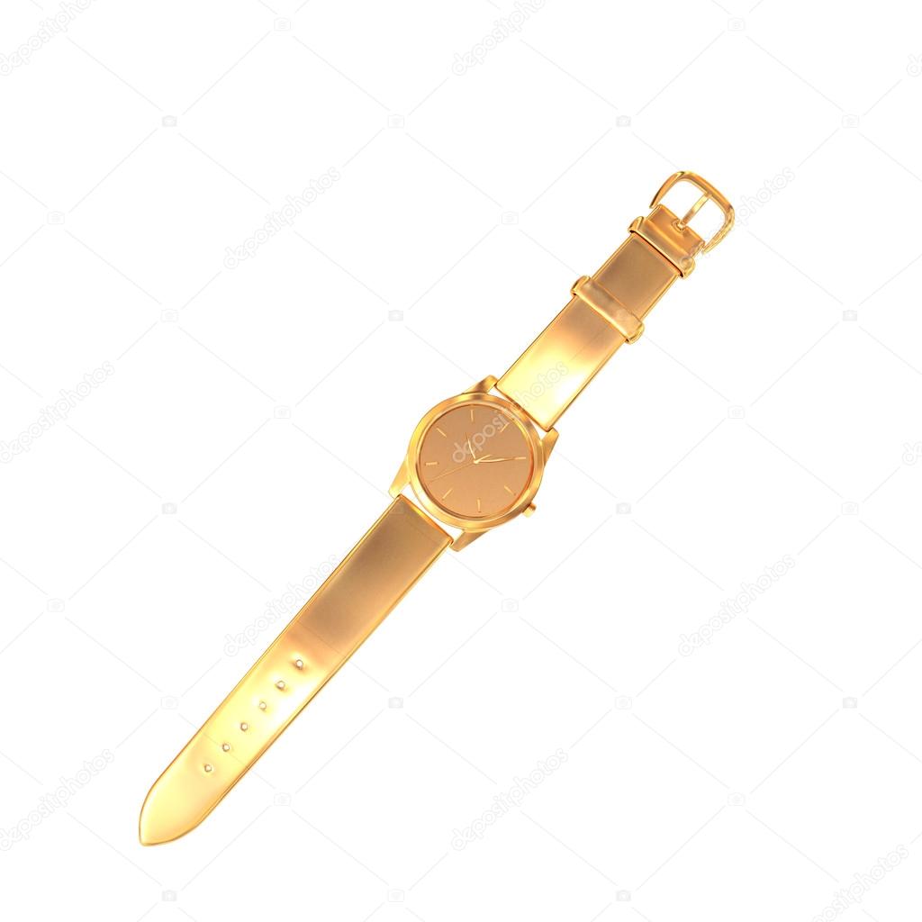 Golden watch isolated on a white background