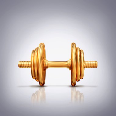 Gri zemin üzerine altın halter.