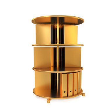 Beyaz zemin üzerine altın kutusu organizer.