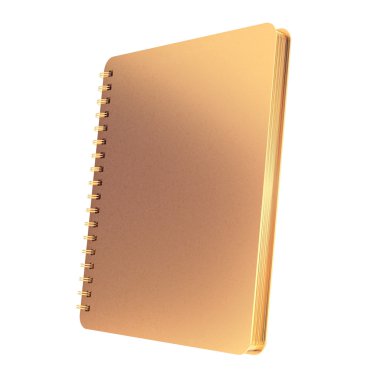 Beyaz zemin üzerine altın defter.  