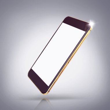 Gri zemin üzerine altın telefon