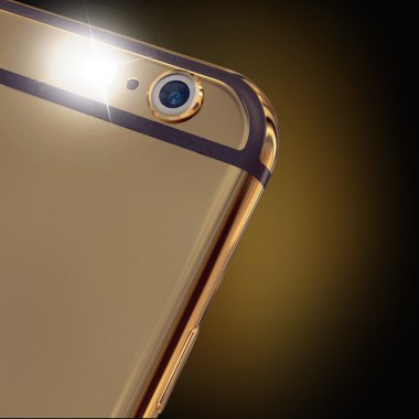 Siyah bir zemin üzerine altın telefon