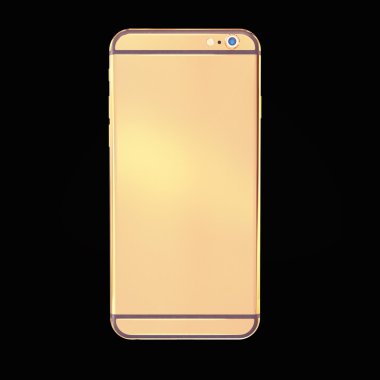 Siyah bir zemin üzerine altın telefon