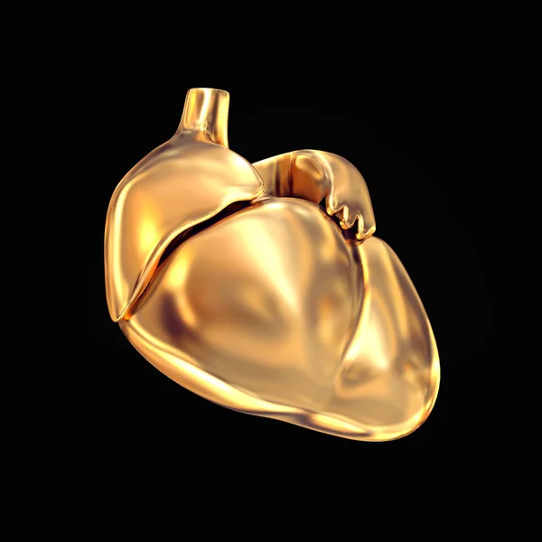 Golden heart  on black  background. — Stock Photo, Image