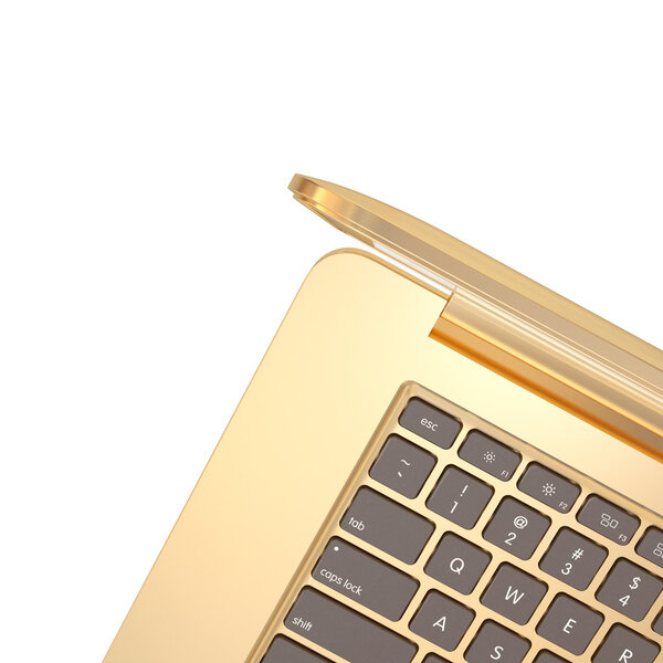 Golden laptop on a white background 