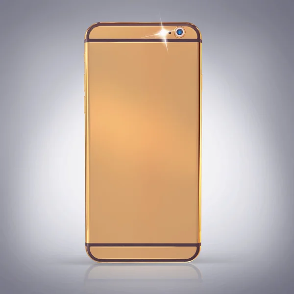 Goldenes Telefon auf grauem Hintergrund — Stockfoto