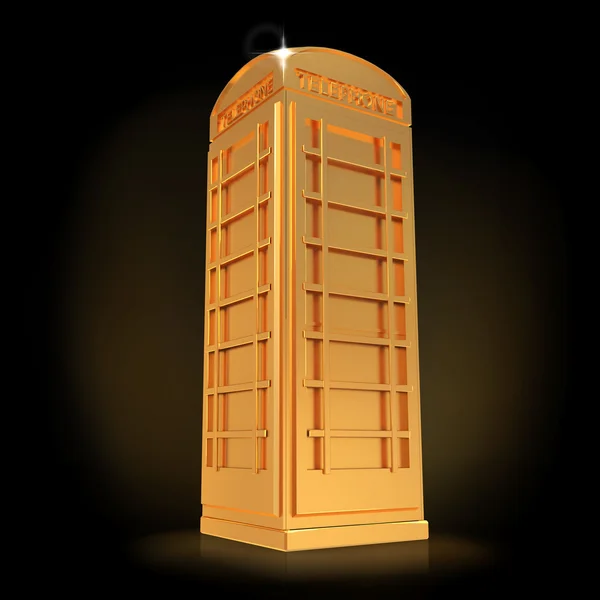 Golden telephone box  on a black  background — Stock Photo, Image