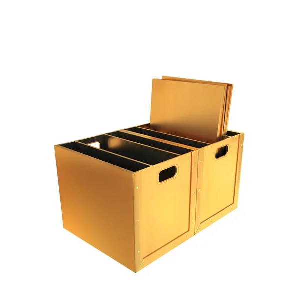 Organizador de caixa dourada no fundo branco . — Fotografia de Stock