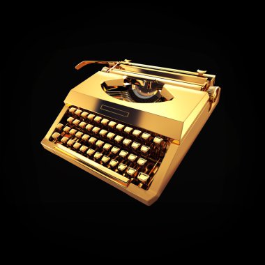 Vintage typewriter on black background clipart