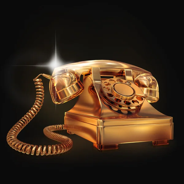 Telefone dourado no fundo preto . — Fotografia de Stock