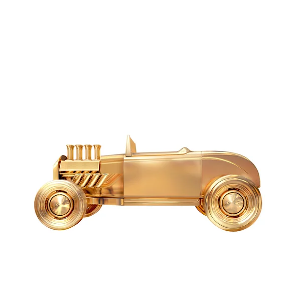 Golden vintage car on white  background — Stock Photo, Image