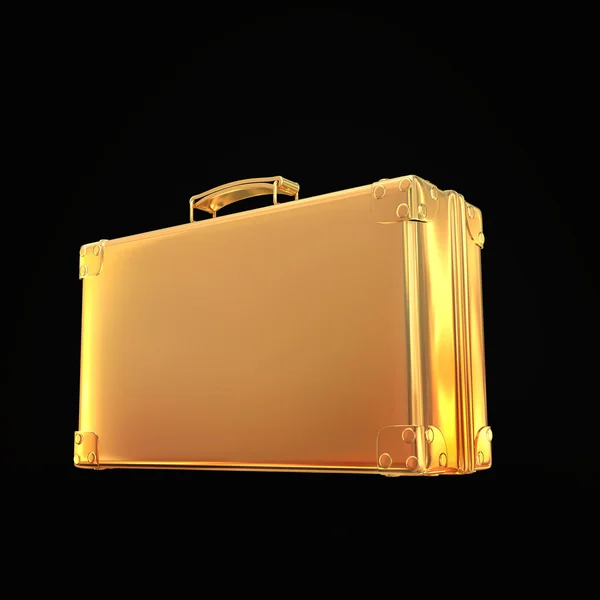 Beautiful golden briefcase representing  business on black background — Stock Photo, Image