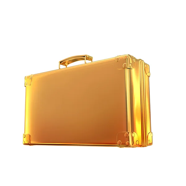 Beautiful golden briefcase representing  business  on white  background — Stock Photo, Image