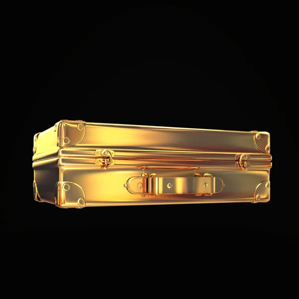 Beautiful golden briefcase representing  business on black background — Stock Photo, Image