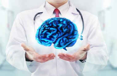 Bir hastanede doktor stetoskop ile ve temiz eller