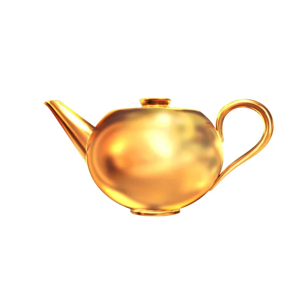 Golden teapot isolated on white background — Stock Photo, Image