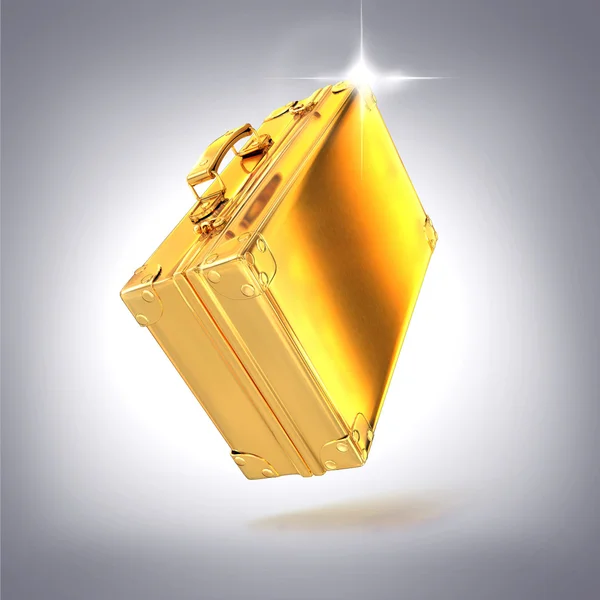 Linda pasta dourada representando negócios em fundo cinza — Fotografia de Stock