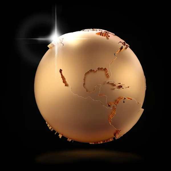 Siyah zemin üzerine altın gezegen — Stok fotoğraf
