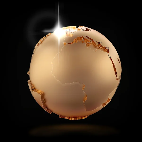 Golden Planet   on black background — Stock Photo, Image