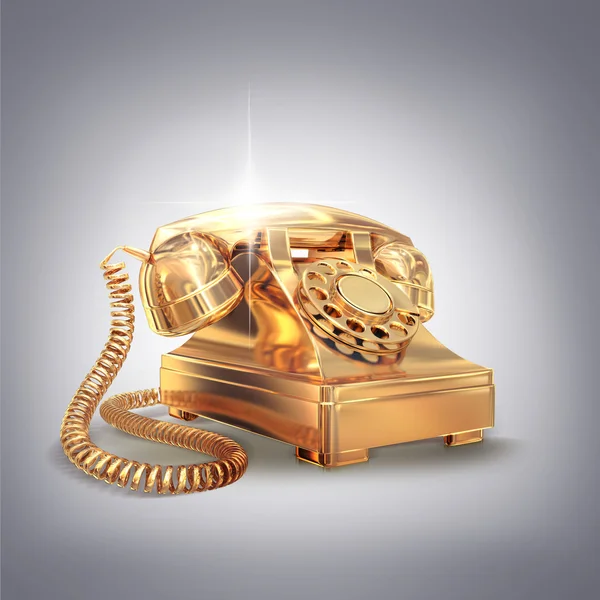 Golden telefon na šedém pozadí. — Stock fotografie