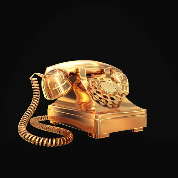 Golden phone on black isolated background. — Stock Photo, Image