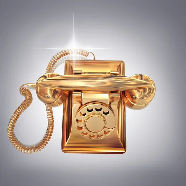 Golden telefon na šedém pozadí. — Stock fotografie