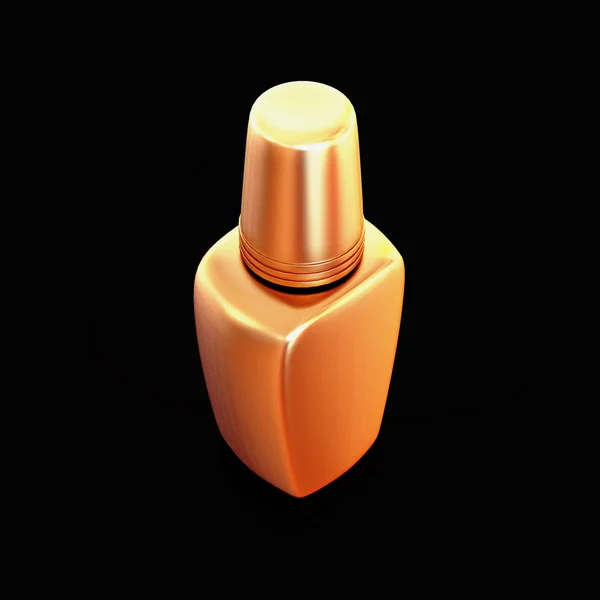 Golden nail polish isolated on black background. — 스톡 사진