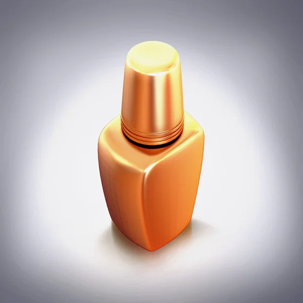 Golden nail polish on grey background. — Stockfoto