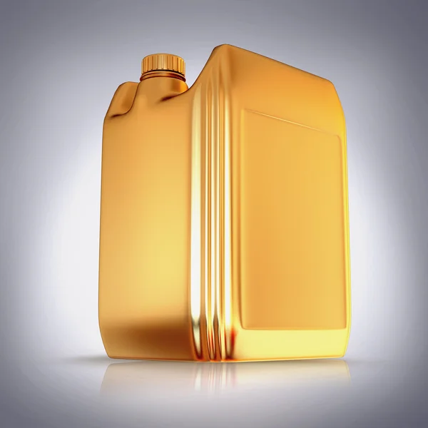 Golden canister  on grey  background. — Stock Photo, Image